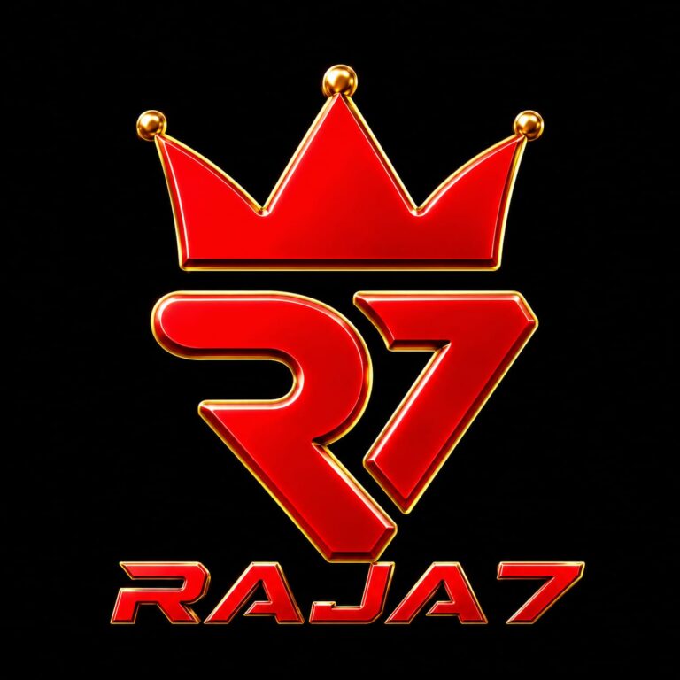 Official Raja7 Game logo with a red crown and R7 emblem on a black background.